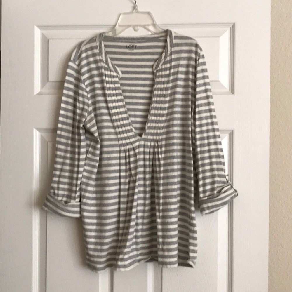 Grey and white striped top